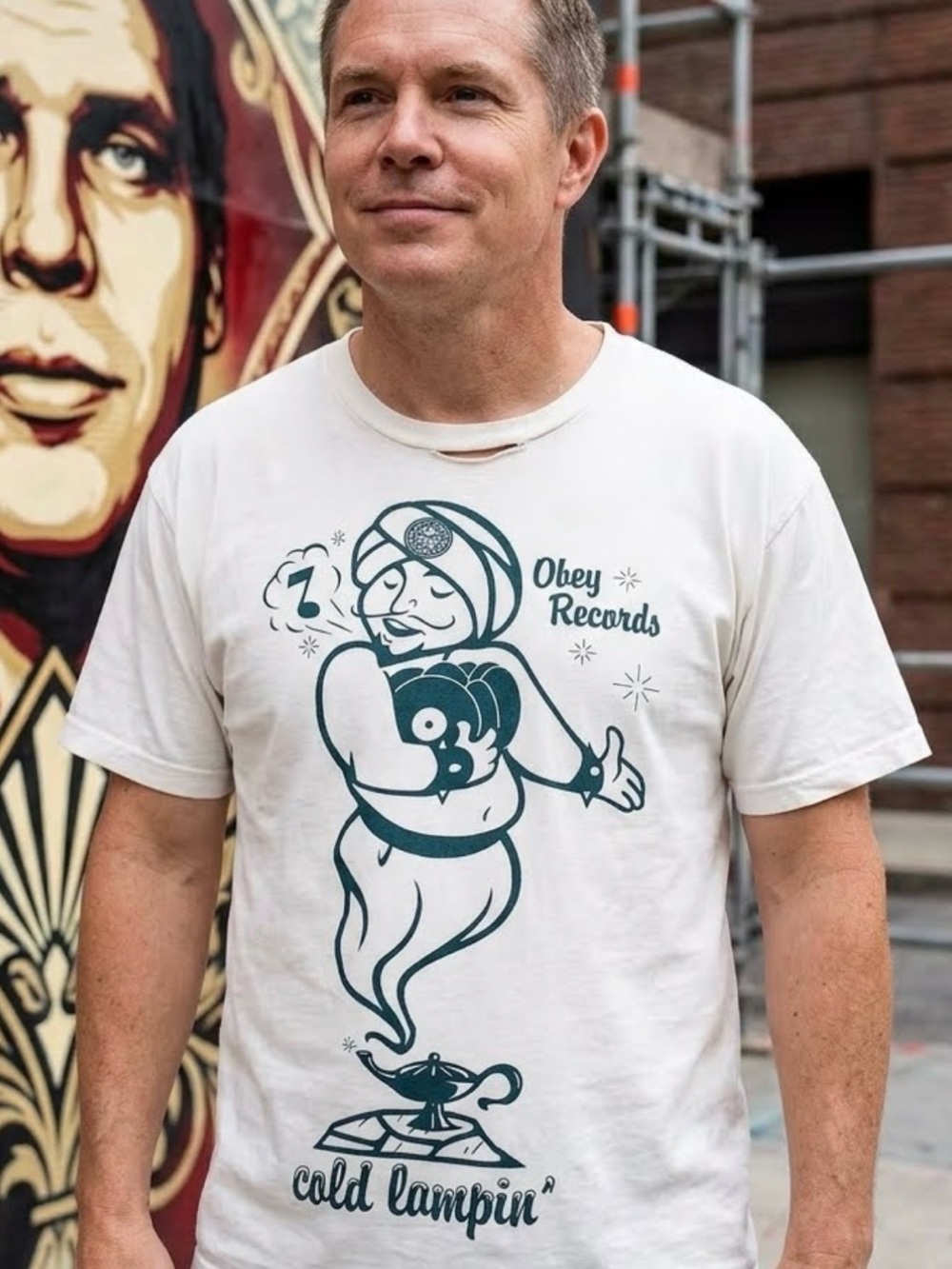 Obey Records Rare ColdLampin Genie T-Shirt White XL Shepard Fairey Y2K Collector